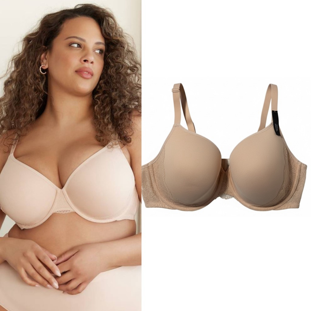 Déesse Bra Spacer Foam Bra 48D Mesh Spacer Bra With Lace Details Rose Dust NWT